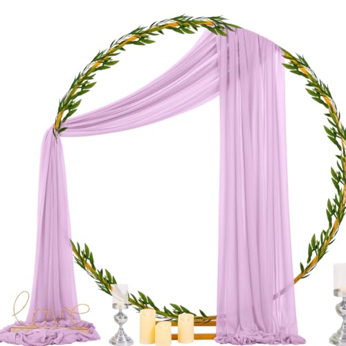 Image of Socomi Lilac Purple Wedding Arch Draping Fabric 29 inch x 20Ft 2 Panels Sheer Outdoor Curtain Drapes Extra Long for Bridal Baby Shower Ceremony Birthday Party Decor