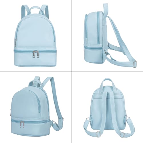 YiXiamo Cute Fashion Mini Backpack Leather for Women (Sky Blue)3