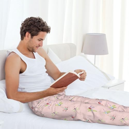Pajama Pants Men - Ripple Dragonfly Pink Men's Pajama Bottoms, Mens Cotton Pajama Pants3