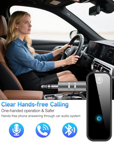 Image of AUX Bluetooth 5.0 Adapter for Car, 2 in 1 Wireless Transmitter and Receiver for Flight Headphones Home Audio Speaker, Portable Audio Bluetooth Receiver (with Aircraft, AUX and Cable)