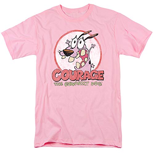 Courage The Cowardly Dog Vintage Courage Unisex Adult T-Shirt, Pink, Medium