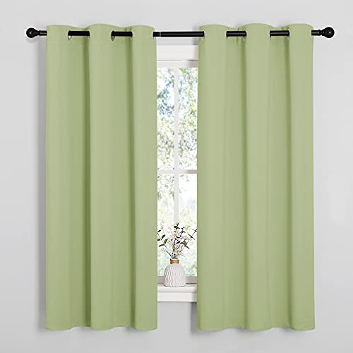 Image of NICETOWN Nursery Curtains 63 inch Long, Thermal Insulated & Room Darkning Curtains with Grommet Top, Light Sage Green Draperies for Son's Room, Kitchen, 1 Pair, W42 x L63 in per Panel
