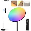 SIBRILLE RGB Floor Lamp, 36W Bright LED Standing Lamp, Stepless Dimming Color Changing Torchiere Floor Lamps with Remote, 350°Rotating Modern Tall Floor Lamp for Living Room, Gaming Room