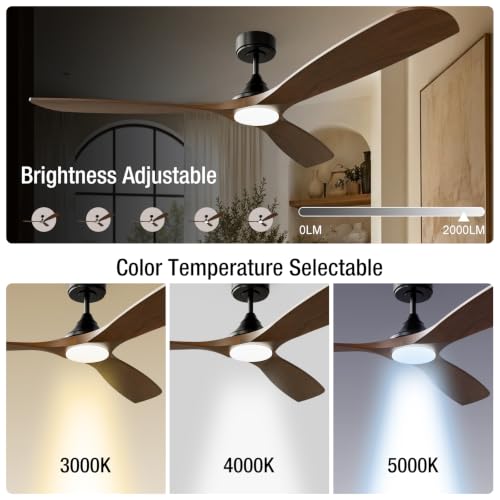 NOPAARD 60 Inch Smart Ceiling Fan with Lights and Remote, Walnut by NOPAARD - Used condition - Image 6