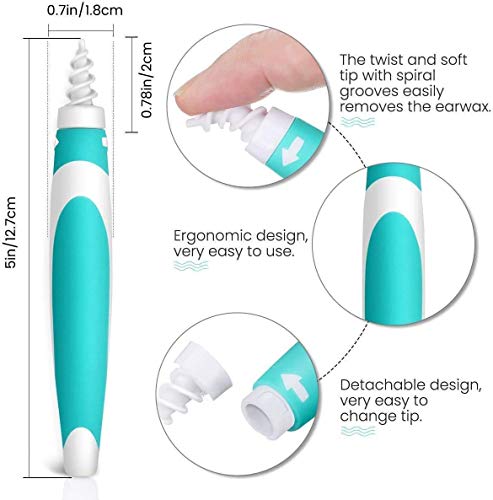 Ear Wax Remover, Upgraded Ear Wax Cleaner, Soft Silicone Spiral & Safe Earwax Removal Tool, q-tip Replacement, with 16 Replacement Heads, for Adults & Kids, for Family - Thumbnail 2
