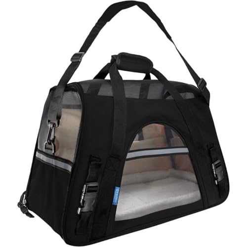 Bolsa Transporte Pet 52x35x25 Preta Passeio Viagem Carro Avião Para Cães e Gatos Até 8kg