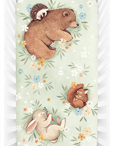 Image of Rookie Humans 100% Cotton Sateen Fitted Crib Sheet: Enchanted Meadow. Modern Nursery, Use as a Photo Background for Your Baby Pictures. Standard Crib Size (52 x 28 inches)