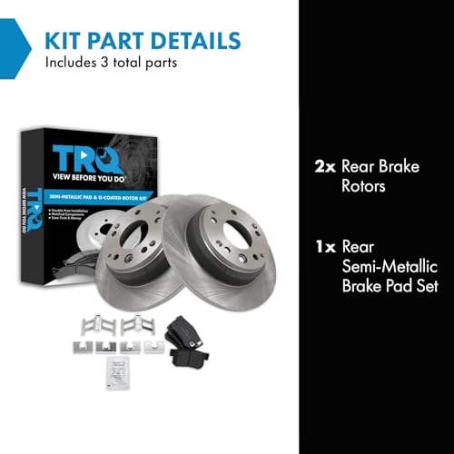 Image of TRQ Rear Brake Pad and Rotor Set Semi Metallic Rotors