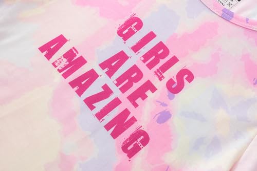 Image of Tie Dye Pajamas for Girls Soft Butterfly Sloth Fall Clothes Big Kids Sleepwear 2-Piece Long Sleeve Set Size 6-16