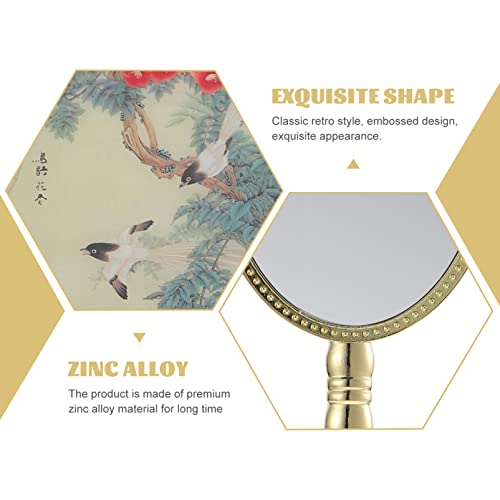 Minkissy Vintage Mirror, Cosmetic Hand Metal Mirror Portable Travel Makeup Golden Mirror For Women #TOP3