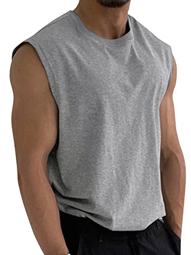 INCERUN Tank Top Herren Achselshirts Sport Ärmelloses Shirt Unterhemd Fitness Sleeveless Tshirt für Running Jogging Gym Vest A-Grau XL Cover