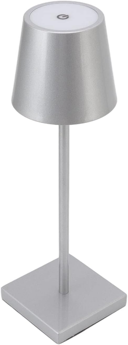 Modern LED Touch Lamp - Rechargeable, High Brightness, Dimmable, Cordless Table Lamp for Restaurant and Bar Ambiance(Silver)