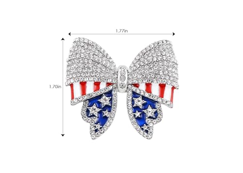 Image of Alilang American Flag USA Sparkly Crystal Rhinestone 4th of July Patriotic Pin Brooch