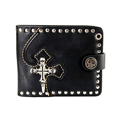 Preisvergleich Produktbild Herrenbrieftasche Kreative Nieten Multifunktionsbörse Schlüsseletui Geldbörse Dokumentenhalter Doppelte Faltschließe offen