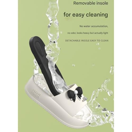 Shower Slippers Bowknot Thick-soled Women's Summer Home Indoor Non-slip Cute Outdoor ls-black-37-383