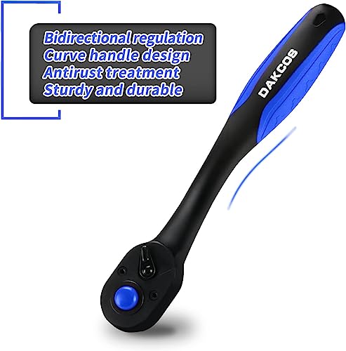 Dakcos Socket Wrench Set 1/4" 3/8" 1/2" Drive Ratchet With Quick Release Composite Offset Handle Reversible Spanner 72 Teeth #TOP3