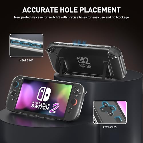 Image of [Optimized Version] GLDRAM Clear Case Compatible with Nintendo Switch 2 (2025), Dockable PC Protective Case + PC Detachable Joycon Cover, Hardshell Shock & Scratch Protector Skin Accessories - Crystal