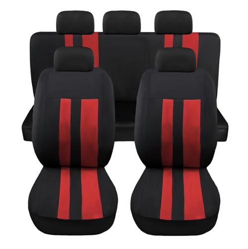Susy Shop - Fundas para asientos de coche - Modelo universal para coches utilitarios pequeños y medianos - Modelo LS07 - Color rojo - Kit delantero y trasero - No apto para SUV