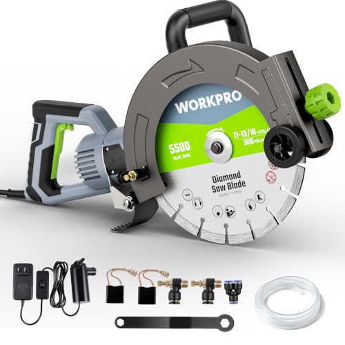 WORKPRO 12 Inch Concrete Saw with Water Cutting, 4-1/2' Max Cutting Depth