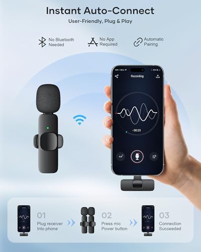 Kukiho K9 MIC 2 Pack Wireless Lavalier Microphone For Iphone Ipad And Android Phone, Lapel Mic Plug And Play Wireless Mic Noise Reduction Microphone For Video Recording Interview Podcast Vlog Youtube Tiktok thumb #1