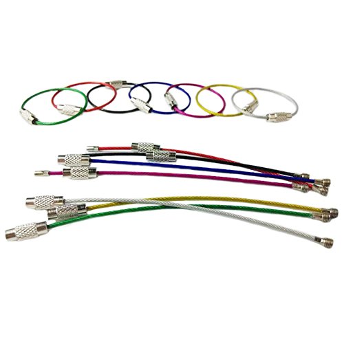 Preisvergleich Produktbild AUFODARA 21 Stück Edelstahl Drahtseil Schlüsselanhänger bunte Schlüssel Ring