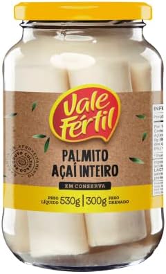 Vale Fértil Palmito Açaí Em Conserva Inteiro Vidro 300G Pequeno