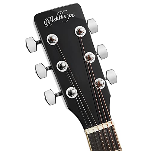 Ashthorpe Full-Size Left-Handed Dreadnought Cutaway Acoustic-Electric Guitar Bundle - Premium Tonewoods - Sunburst #TOP2
