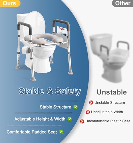 Soundfuse Toilet Seat Riser for Seniors, Raised Toilet Seat with Handles, Adjustable Height & Width, 400lb Handicap Elevated Toilet Seat, Fit Any Toilet by soundfuse - Image 6