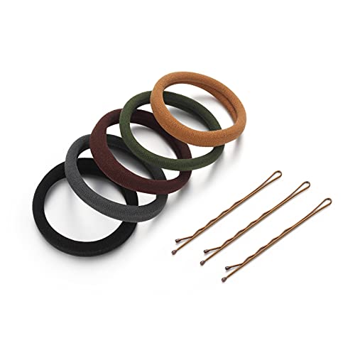 CHIMERA 20Pcs/set Hair Rope Hair pins Set Simple 0.32" Thick Seamless Cotton Hair Ties Alloy No Slip Hair Clasp for Women ane Girls