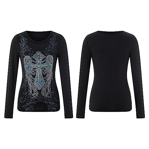 Image of Grunge Clothes for Women Y2K Tops Long Sleeve Fairy Grunge Aesthetic Shirts Teen Girls Vintage Graphic Tees Fall
