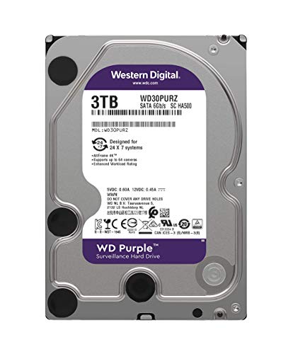 WD Purple 3 TB Surveillance Hard Disk Drive, Intellipower 3.5 Inch SATA 6 Gb/s 64 MB Cache 5400 rpm - FFP Option