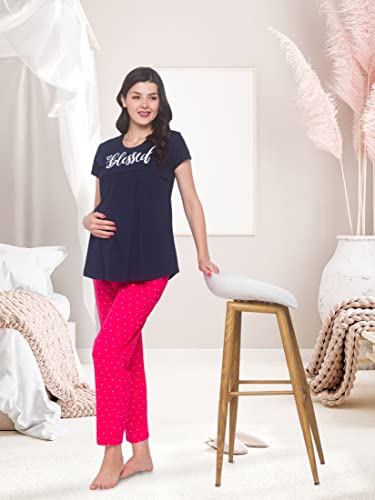 Image of AV2 Women Cotton Printed Maternity & Feeding Top & Pajama Set 2239