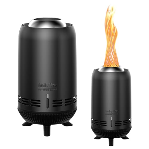 Onlyfire FP054 - Hoguera sin humo con bolsa de transporte, portátil para exteriores, hoguera de bajo humo para camping, portón trasero, patio, hoguera de leña, acero inoxidable, negro