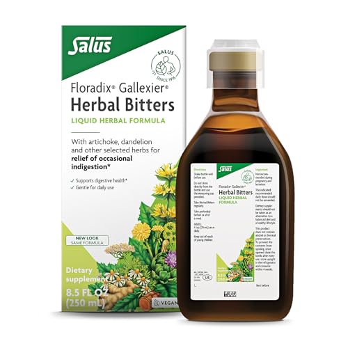 Floradix Gallexier Herbal Bitters - Digestive Support Supplement with Artichoke Dandelion Turmeric Ginger & More - Liquid Formula - Easily Absorbed - Vegan Non-GMO - 8.5 fl oz