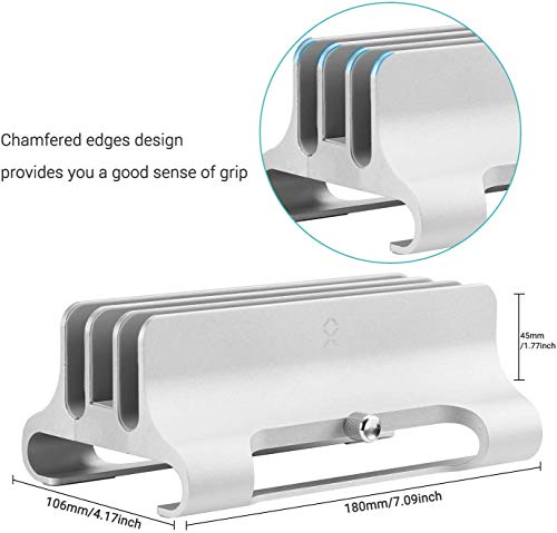 Image of URBAN KINGS 2 Slot Dual Vertical Laptop Stand for Desk Aluminum Adjustable Size & Space Saver Desktop Holder with Adjustable Dock Size