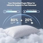 Adjustable Memory Foam Pillows: 2 Pack King Size Shredded Foam Bed Pillow for Sleeping with Removable & Washable Pillowcase for All Sleep Positions