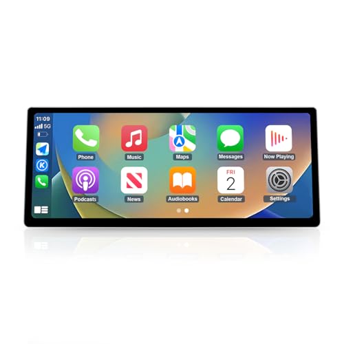 Road Top CarPlay Screen, 12.3 inch Ultra-Narrow Car Radio Touchscreen for BMW 5 Series F10 with CIC System(2010-2011 Year), Car Stereo with Wireless CarPlay/Android Auto/MirrorLink
