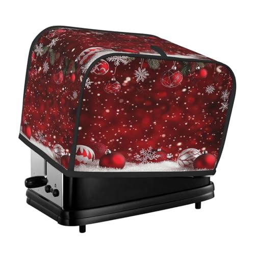 2 Slice Toaster Cover for Large Toasters, 11.4 x 7.9 x 7.5 Inches, Christmas Red Ball Winter Kitchen Appliance Dust Cover with Pockets