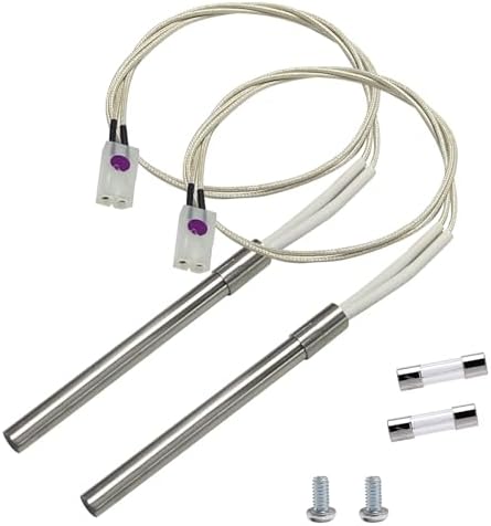 YAOAWE 2 Pack Hot Rod Igniter Kit Replacement for Pit Boss, Pellet Grill Igniter Rod Heating Element Compatible with Pitboss, for Traeger & Camp Chef Grill, with 2 Fuses