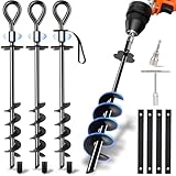 XINCAMPING Ground Anchors Screw in - 4 Pack Ground Anchors with Power Nut and Tool,Swing Set Anchors Heavy Duty Trampoline Anchors High Wind for Carports,Trampolines,Swing Set,Tents,Canopies.Shed