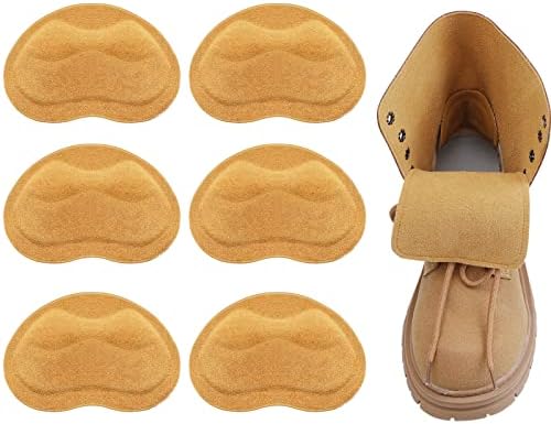 Leather Heel Grips Cushions for Boots ,Heel Inserts for Women/Men Loose Shoes, Heel Pads Prevent Heel Slip and Blister, Improved Shoe Fit and Comfort, (3Pairs;Khaki)
