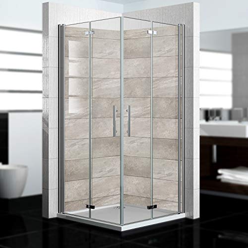 dedeco Pannello posteriore per doccia angolare impermeabile, motivo: piastrelle V3, vernice UV lucida, 2 x 90 x 210 cm, per la sostituzione delle piastrelle, come decorazione da parete e pannello