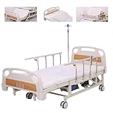 Juodkeo Letto elettrico ospedaliero 10 funzioni - Letto basso per cure a lungo termine, telecomando, blocco individuale, asta IV, materasso, gamma di altezza regolabile
