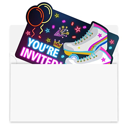 Roller Skating Birthday Party Invitations For Girls - Roller Rink Skate Party Invites - 30 Invite Cards With Envelopes #TOP3