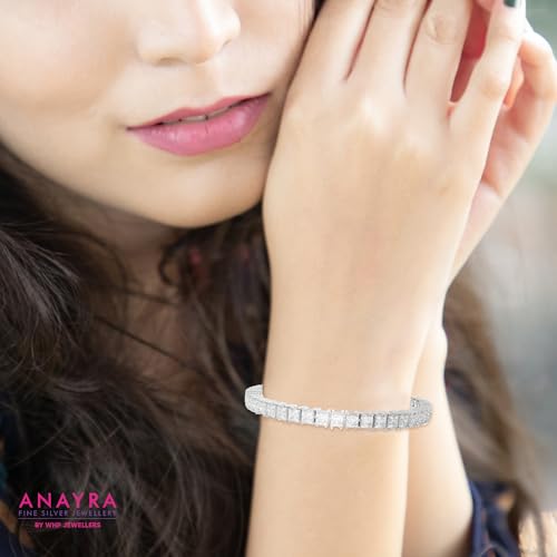 Image of 925 Sterling Silver Adjustable Tennis Bracelet for Women | Sparkly Crystal Design | Stylish Jewellery Gift for Her