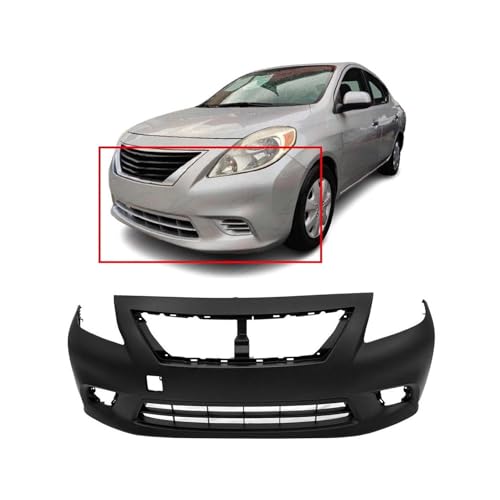 Image of FitParts Compatible with Nissan Versa 2012-2014 Front Bumper Cover | Primed, With Fog Light Holes, Without Parking Sensor Holes, Sedan, Ready to Paint, OEM FBM223BA0H, NI1000284