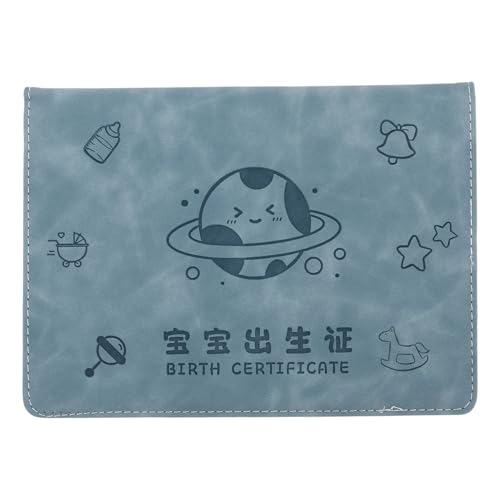 SHINEOFI Funda Protectora Nacimiento de Ñiño Cuero Sintético Resistente al Agua Tamaño Estándar Color Azul Vintage Organizador Compacto para Documentos Familiares y Portadocumentos de