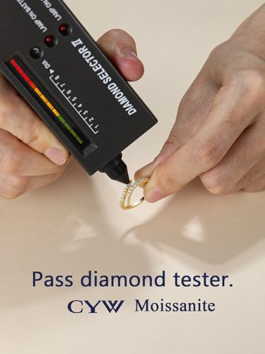 CYW Moissanite Eternity Wave Rings for Women, Adjustable Open Ring, Really Authentic Solid 925 Sterling Silver, Stackable Pinky Ring, Birthday Valentines Anniversary Ideal Gift for Her3