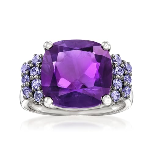 Ross-Simons 5.50 Carat Amethyst and .40 ct. t.w. Tanzanite Ring in Sterling Silver. Size 7