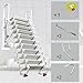 12 Steps Attic Stairs,Wall Mounted Folding Loft Ladder,Retractable Collapsible Stairs,Extension Steps Ladder with Armrests,Telescoping with Pulldown System (White, Step 12)